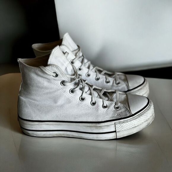 Converse White Chuck Taylor All Stars High Top Platform Sneakers Size 9.5 - Picture 10 of 11